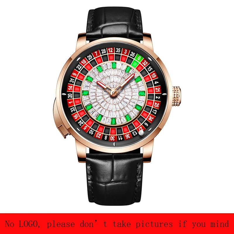 Pindu Player Gambling Series Men's Watch European Roulette Poker Game Fully Automatic Mechanical Sports Design Party Watch