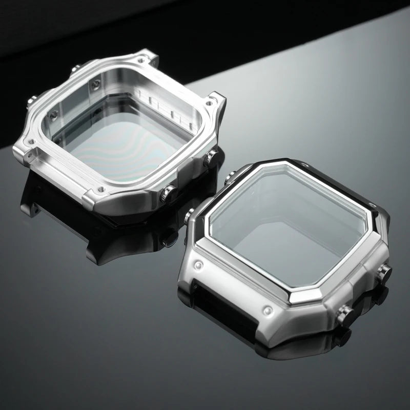 For Casio 3299 AE-1200WH Watch Case Modified AE1200 Stainless Steel Watch Case Metal Shell with Waterproof Ring Black Silver