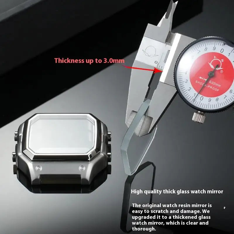 For Casio 3299 AE-1200WH Watch Case Modified AE1200 Stainless Steel Watch Case Metal Shell with Waterproof Ring Black Silver