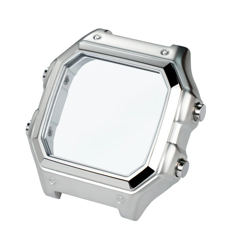 For Casio 3299 AE-1200WH Watch Case Modified AE1200 Stainless Steel Watch Case Metal Shell with Waterproof Ring Black Silver