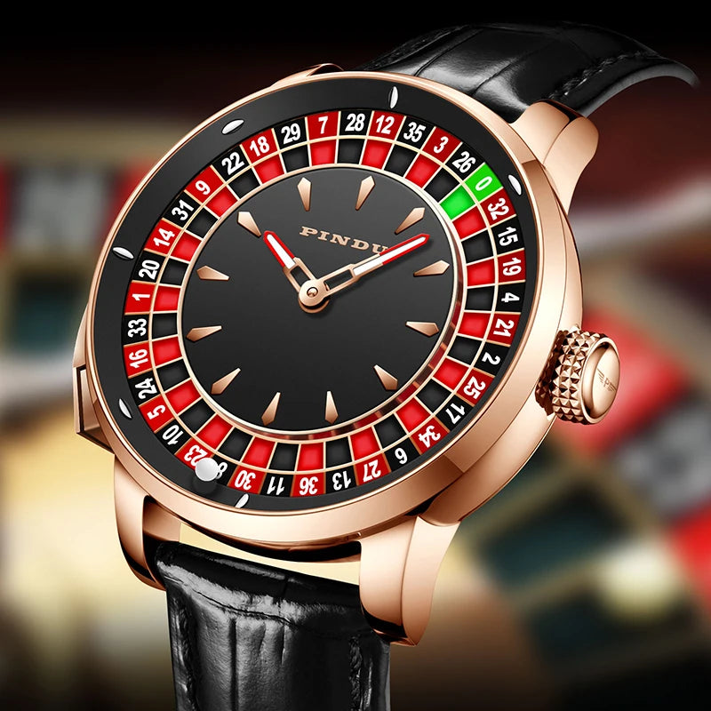 Pindu Player Gambling Series Men's Watch European Roulette Poker Game Fully Automatic Mechanical Sports Design Party Watch