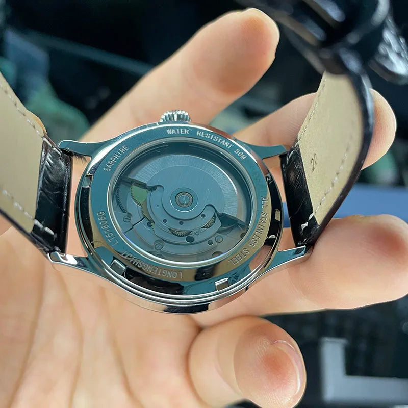 38.5mm Minimalist Mechanical Watch Tianjin ST2130 Automatic Movement Calendar Waterproof Sapphire Men's Fashion Dress Wristwatch