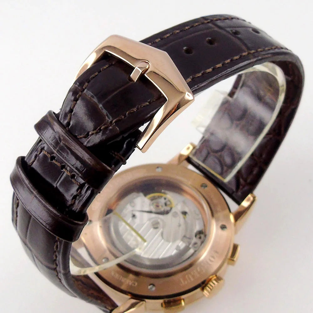 Corgeut Multi Functional Watch Automatic Mechanical Watch for Men 42mm Day Date Month Year Day/Night ST1655 Movt Polished Case