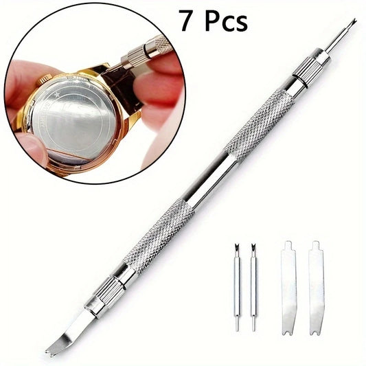 7pcs Watch Tool Spring Pine Needle Bar Pose Filed Pin Barrette Repair Watchband Spring Installation Set Watch Strap Removal
