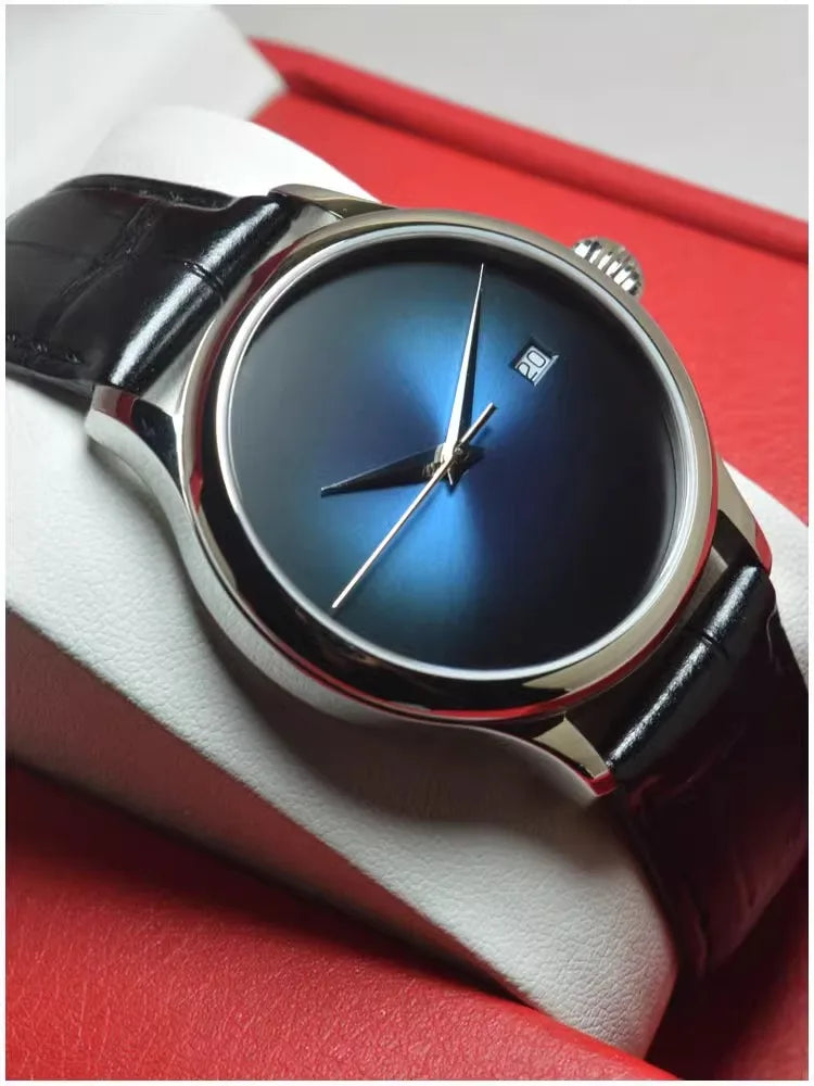 38.5mm Minimalist Mechanical Watch Tianjin ST2130 Automatic Movement Calendar Waterproof Sapphire Men's Fashion Dress Wristwatch
