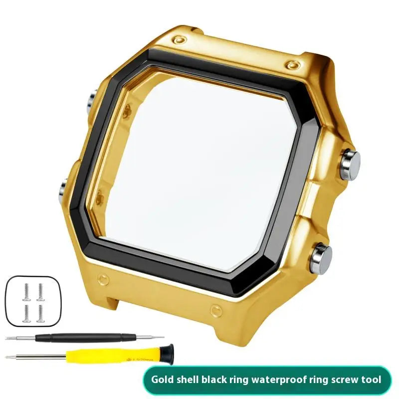 For Casio 3299 AE-1200WH Watch Case Modified AE1200 Stainless Steel Watch Case Metal Shell with Waterproof Ring Black Silver